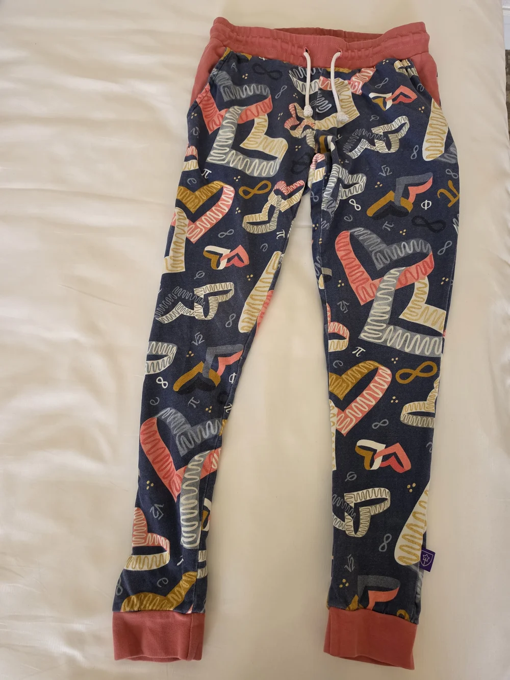 Princess Awesome Boy Wonder Scribble-Print Jogger Pants - Coral Trim